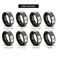 font options for inside engraving on black & grey victoria rings