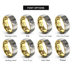 font options for inside engraving on gold & grey victorian filigree heart rings