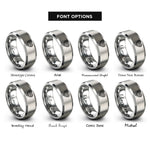 font options for inside engraving on silver victorian filigree heart rings