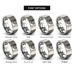 font options for inside engraving on grey victorian filigree heart rings