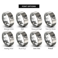 font options for inside engraving on grey victorian filigree heart rings