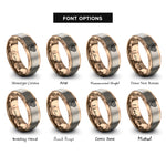 font options for inside engraving on rose gold victorian filigree heart rings