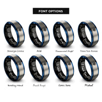 font options for inside engraving on black & blue & grey victory bindrune rings