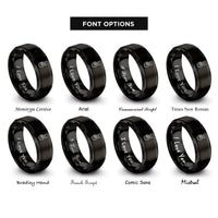 font options for inside engraving on black victory hand rings