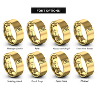 font options for inside engraving on gold victory hand rings