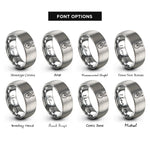 font options for inside engraving on silver victory hand rings