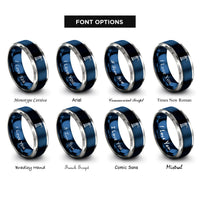 font options for inside engraving on blue & silver vierge lighthouse rings