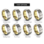 font options for inside engraving on gold & gray vietnam map rings