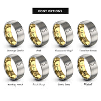 font options for inside engraving on gold & gray vietnam map rings