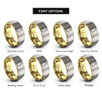 font options for inside engraving on gold & gray vietnam map rings