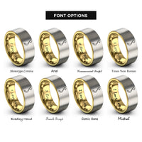font options for inside engraving on gold & gray vietnam map rings