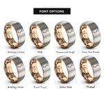 font options for inside engraving on rose gold & silver vietnam map rings