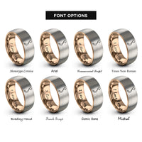font options for inside engraving on rose gold & silver vietnam map rings