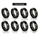 font options for inside engraving on black & silver viking helmet geometric rings