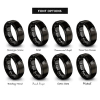 font options for inside engraving on black viking helmet geometric rings