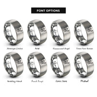 font options for inside engraving on gray viking helmet geometric rings