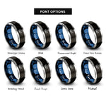 font options for inside engraving on black & blue & silver viking longship rings