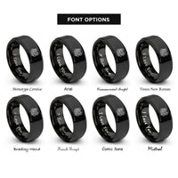font options for inside engraving on black viking vs serpent rings