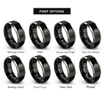 font options for inside engraving on black & gray vine filigree rings