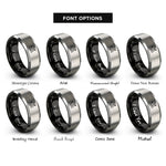 font options for inside engraving on black & grey vine filigree rings
