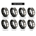 font options for inside engraving on black & silver vine filigree rings