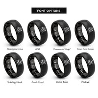 font options for inside engraving on black vine filigree rings