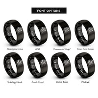 font options for inside engraving on black vine filigree rings