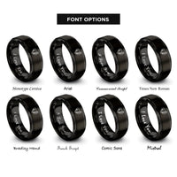 font options for inside engraving on black vine heart rose rings