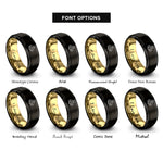 font options for inside engraving on black & gold vine paw heart rings