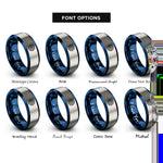 font options for inside engraving on blue & silver vintage compass rose rings