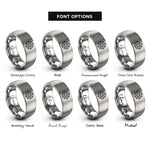 font options for inside engraving on gray vintage compass rose rings