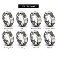 font options for inside engraving on silver vintage compass rose rings