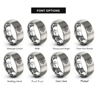 font options for inside engraving on gray vintage compass rose rings