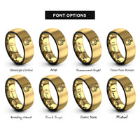 font options for inside engraving on black & gold vintage gas pump rings