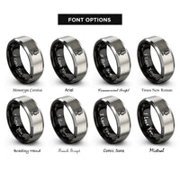 font options for inside engraving on black & silver vintage microphone rings