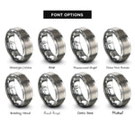 font options for inside engraving on silver vinyl adapter rings