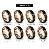 font options for inside engraving on black & rose gold vinyl record rings