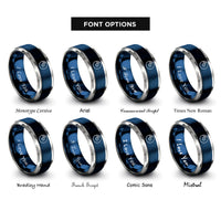 font options for inside engraving on blue & gray vinyl record rings