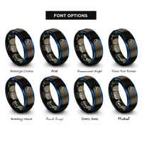 font options for inside engraving on gunmetal & blue vinyl record rings
