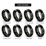 font options for inside engraving on black & gray viola rings