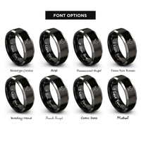 font options for inside engraving on black & gray viola rings