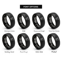font options for inside engraving on black viola rings