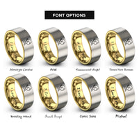 font options for inside engraving on gold & silver viola rings