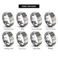 font options for inside engraving on gray viola rings