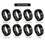 font options for inside engraving on black violet single stem rings