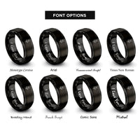 font options for inside engraving on black violet single stem rings