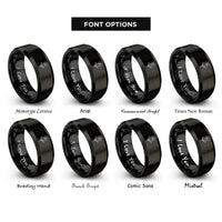 font options for inside engraving on black violet single stem rings