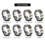 font options for inside engraving on grey violet single stem rings