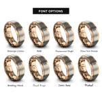 font options for inside engraving on rose gold violet single stem rings