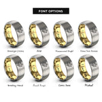 font options for inside engraving on gold & silver violets rings
